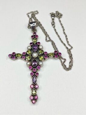 Nicky Butler Sterling Jeweled cross on James Avery sterling chain